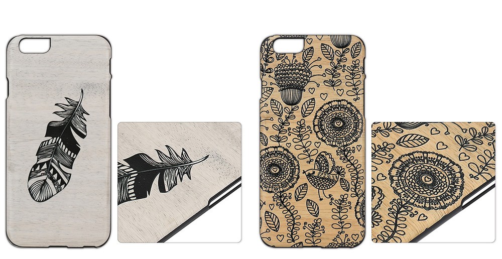 天然木にUVプリントを施したiPhone 6s/6ケース「UVシリーズ」4種