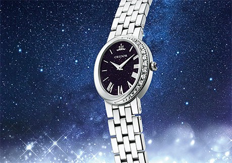 セイコーウオッチ、「クレドール」からアベンチュリンダイヤルの限定ウオッチ「星月夜」