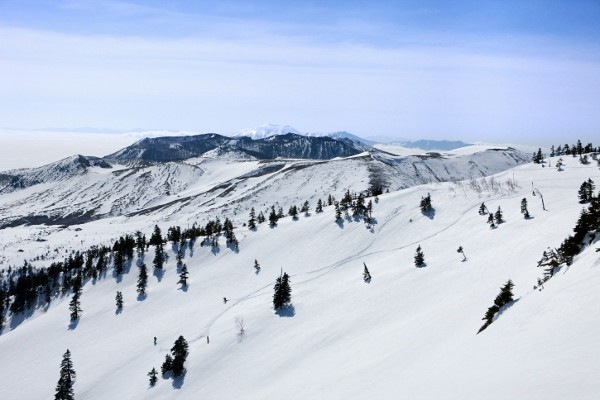 天然の雪山を滑るプライベートツアー