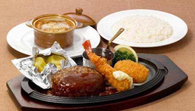 ハンバーグと海老フライ&カニクリームコロッケ