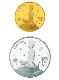 「王子さまと仲間たち」（上）50ユーロ金貨（下）10ユーロ銀貨