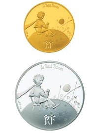 「王子さまと夕日」（上）50ユーロ金貨（下）10ユーロ銀貨