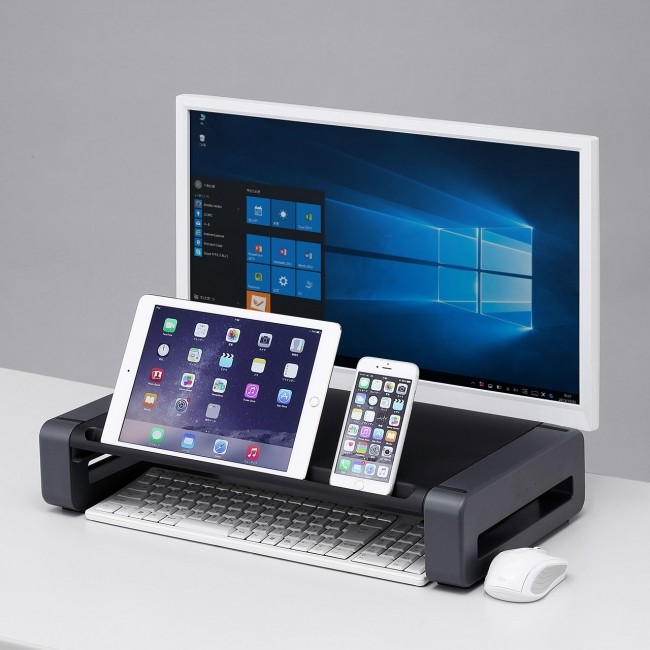 パソコン作業をより快適に　タブレットも立てかけられる液晶モニタスタンド