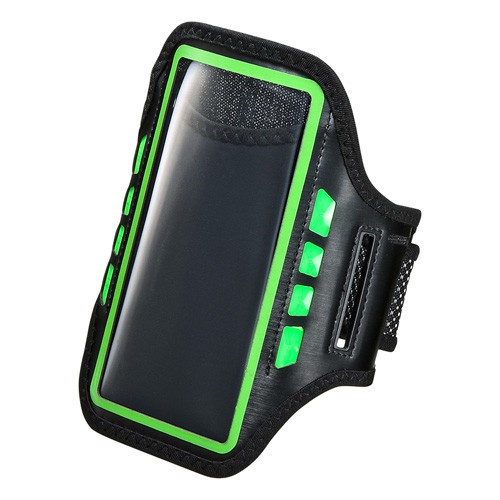 光るスマホ用アームバンドケース　夜間のランニングなどの安全対策にLED内蔵