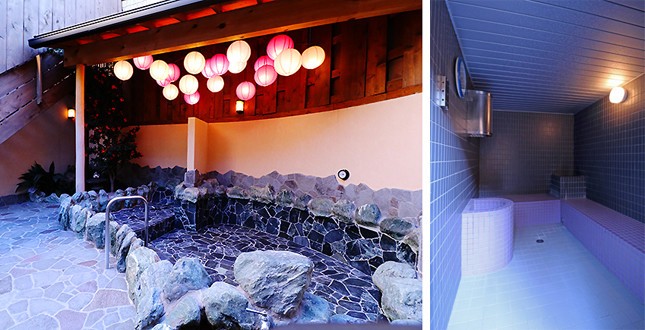 スチーム塩サウナ（写真右）、左は大露天風呂