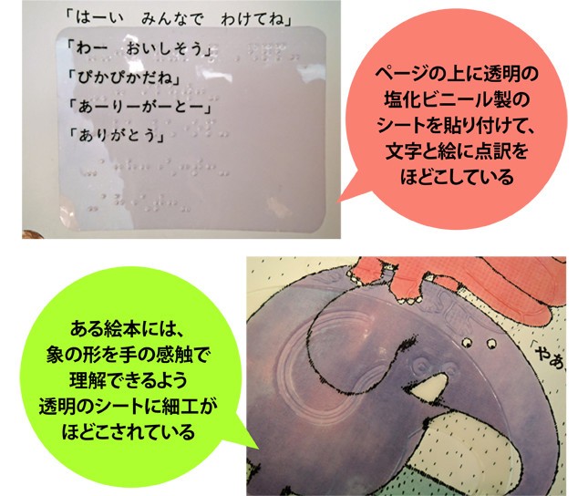 絵本の中ページにも点字が