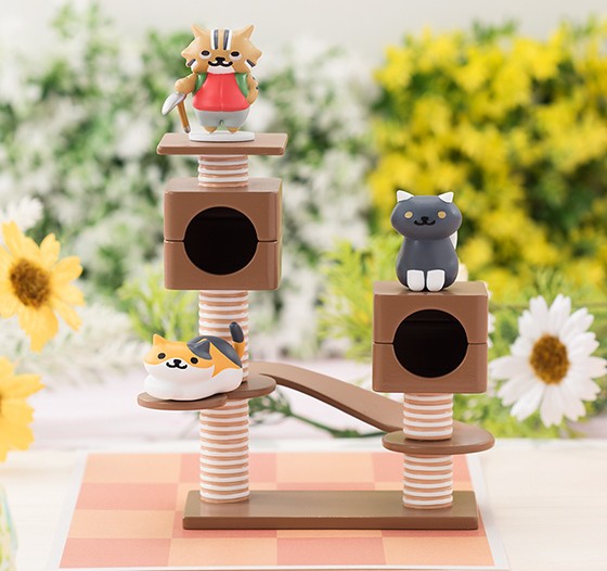 スマホアプリのねこたち3匹のフィギュアとグッズのセット「ねこあつめ おうちでねこあつめ アスレチックEXセット」