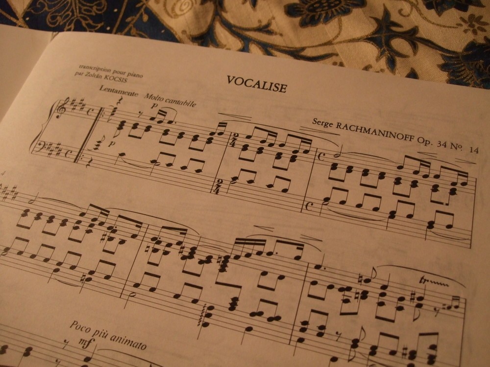 ヴォカリーズの楽譜。ピアニスト、Ｚ・コチシュによるピアノ独奏版