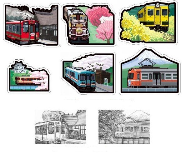 各鉄道車両と沿線の景色をデザインしたフォルムカードセット「日本の旅」