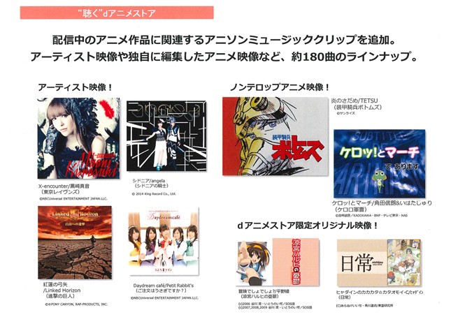 「聴く」はアニソンミュージッククリップを約180曲追加