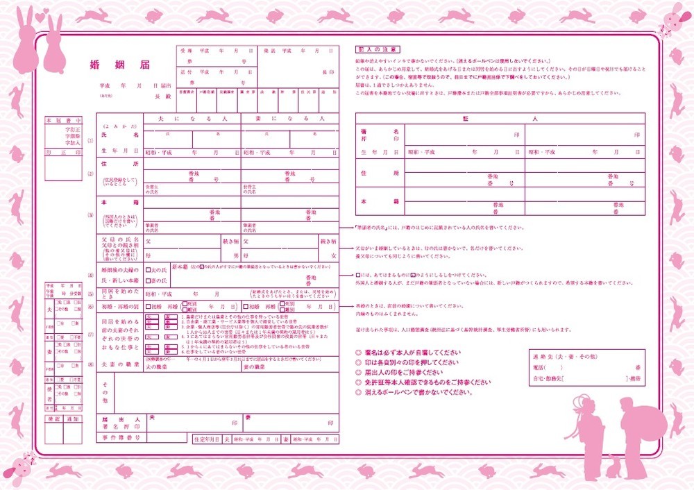 鳥取市オリジナル「すごい！鳥取市婚姻届用紙」