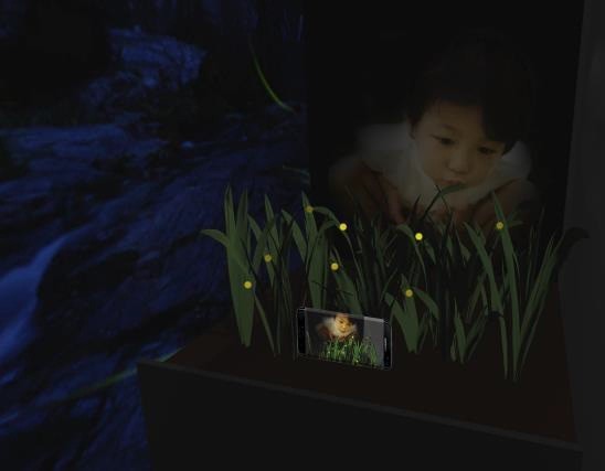 Galaxy S7 edgeブースの暗室ホタル撮影コーナー