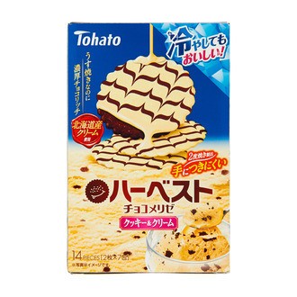 ココアのほろ苦さとバニラのコクのある甘さ　東ハト「ハーベストチョコメリゼ・クッキー＆クリーム」