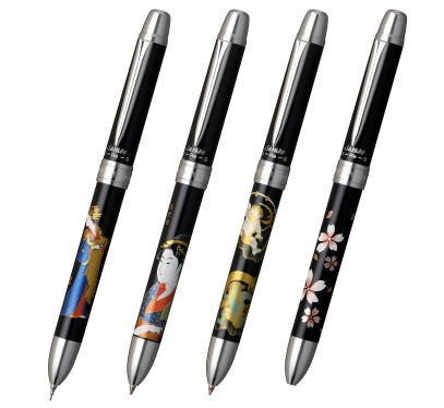 シャープペン＆サラボ黒赤ボールペン　プラチナ万年筆3機能ペンに和柄4タイプ