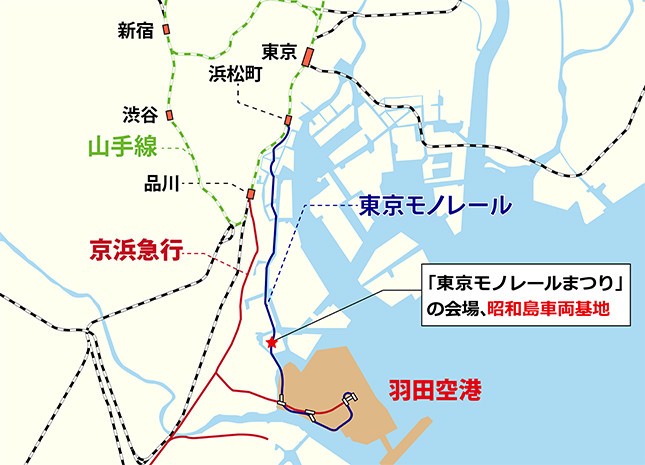 「昭和島車両基地」の位置（編集部作成）