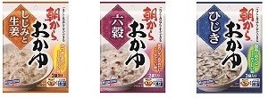 ごはんと煮込んで3分で完成　「朝からおかゆ　しじみと生姜／六穀／ひじき」発売