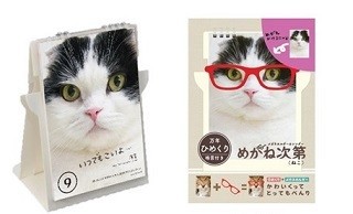 メガネホルダーにもなる万年日めくりカレンダー「めがね次第（ねこ）／（いぬ）」発売