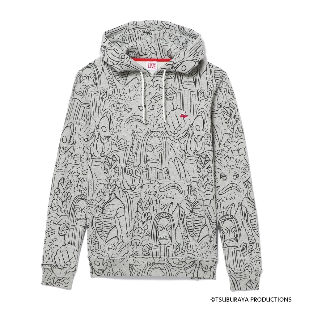 怪獣たちも描かれたスケッチ柄