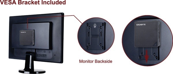 液晶ディスプレイの背面に設置できるVESAマウント対応