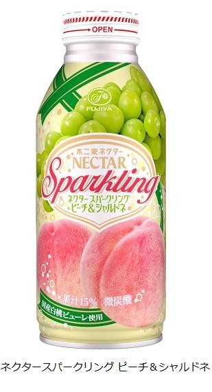 ピーチ＆シャルドネ味、不二家の炭酸入りネクター発売