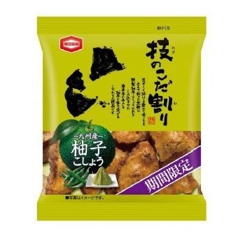 九州産の柚子こしょう使用　荒く砕いた堅焼煎餅　亀田製菓から