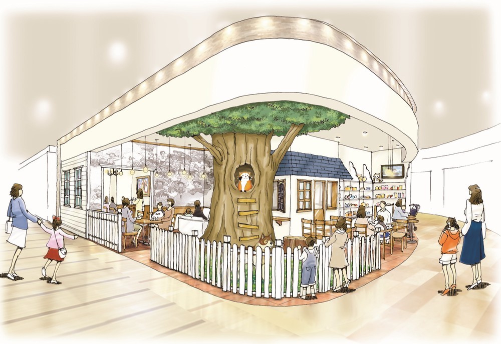 エントランスイメージ。「ラスカル」の木のオブジェを設置