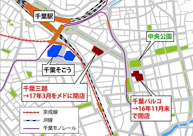 千葉パルコの位置（編集部作成）