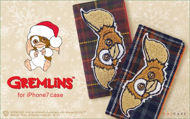 「グレムリン」の「モグワイ」をサガラ刺しゅうであしらったiPhone 7ケース