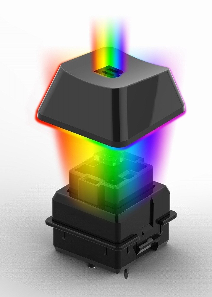 K08の英語104キーと5つのマクロキーはAurora ReactiveライティングシステムLEDによるRGBバックライトを備える