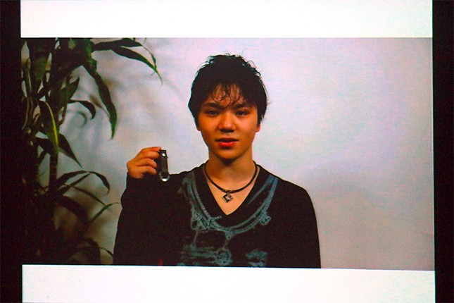 説明会の冒頭、男子フィギュアスケートの宇野昌磨選手による推薦メッセージの映像が流された