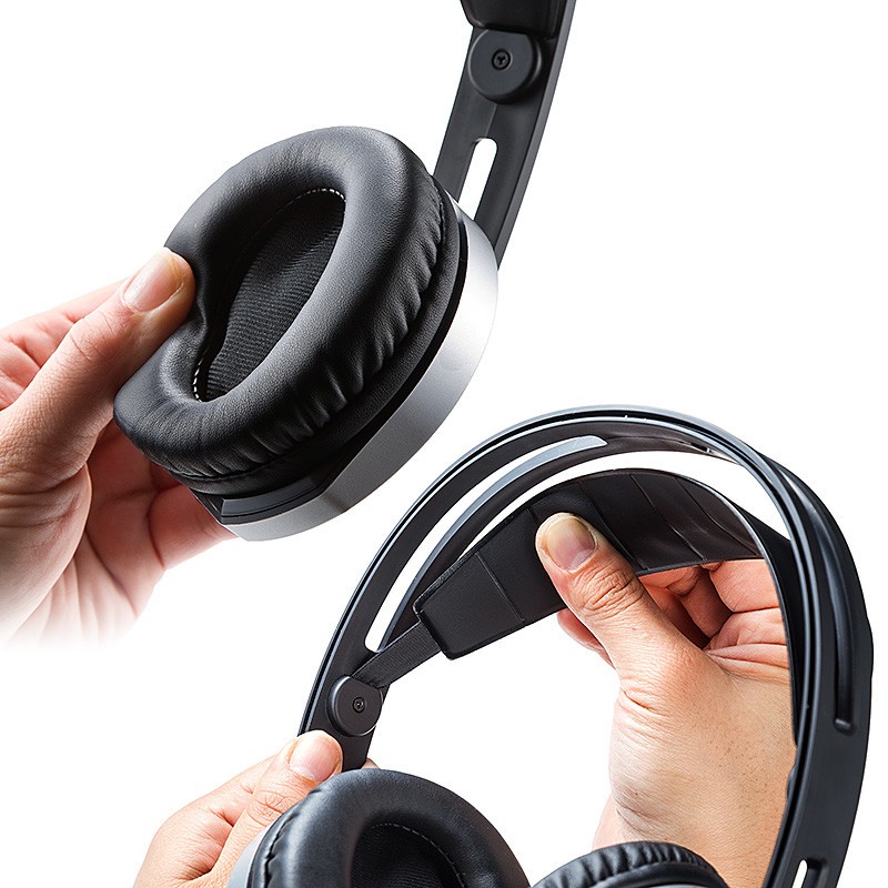 耳を覆う音漏れしにくい大型イヤーパッド採用