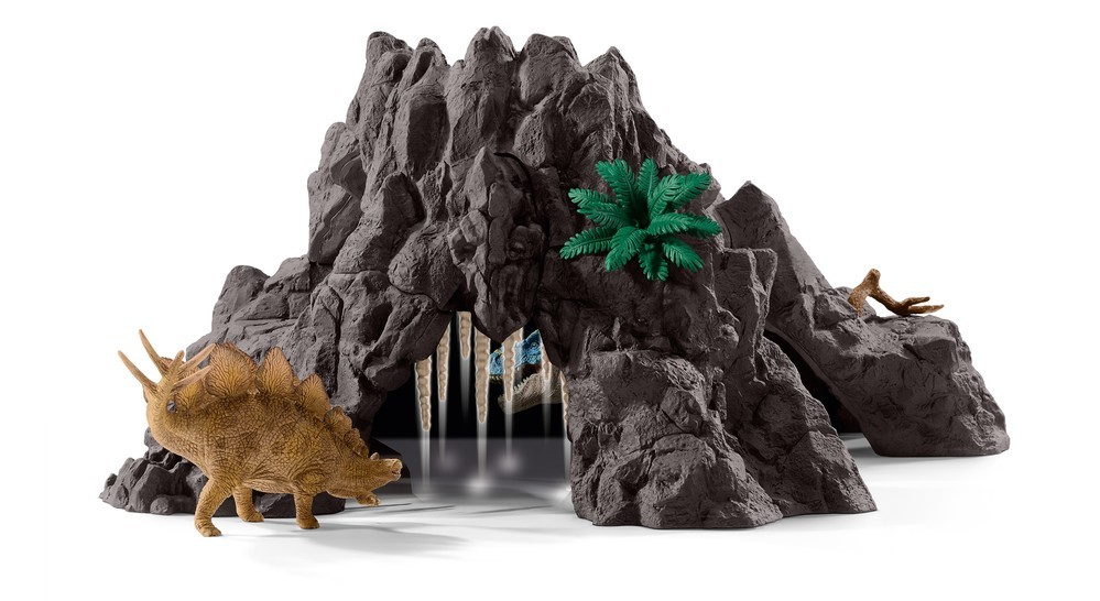 火山の中にある洞穴 は恐竜の監獄に。 落とし穴など仕掛けも いっぱい