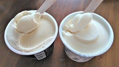 （左から）金のバニラアイス、GRANは同着