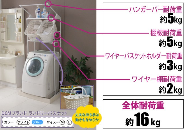 「DCMブランド ランドリーラック」と「DCMブランド ランドリーバスケット」の組み合わせ