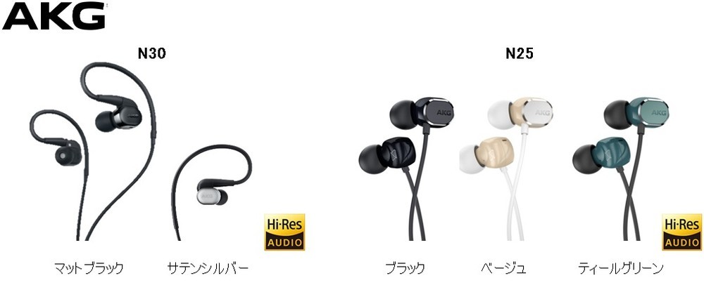 オーストリアAKGの新世代「Nシリーズ」からハイレゾ対応カナルイヤホン2モデル