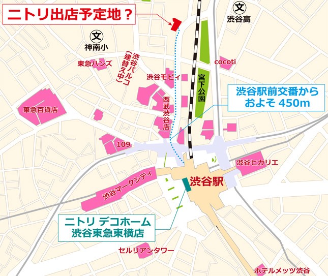 ニトリ出店予定地？（シダックスビレッジクラブ跡地）の地図（編集部作成）