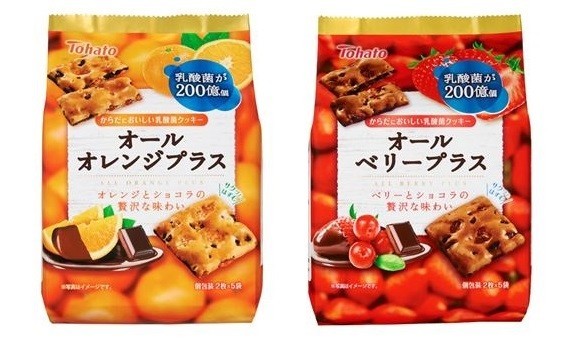 東ハトから乳酸菌クッキー「オールオレンジプラス」と「オールベリープラス」