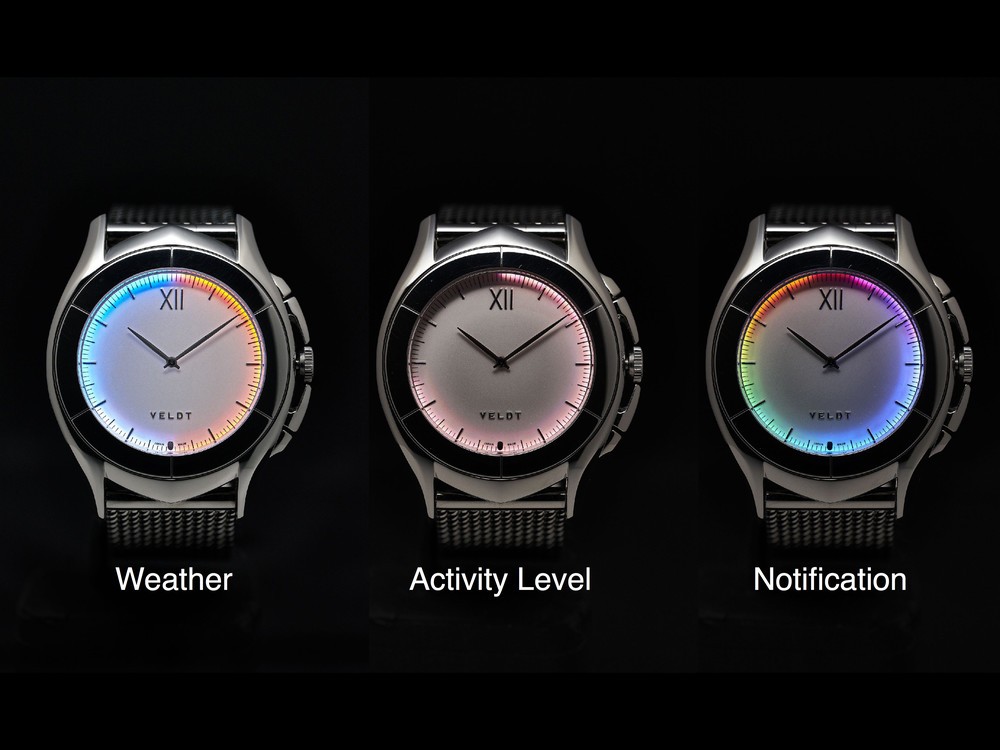 通知される情報によって色と光の加減が異なる「VELDT　LUXTURE」