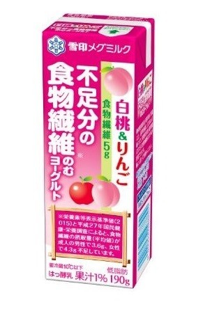 1本で1日の不足分の食物繊維を摂取！「白桃&りんご　不足分の食物繊維　のむヨーグルト」発売