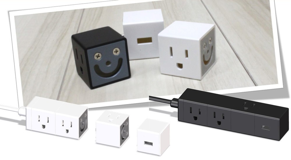 ニコッと笑った電源タップ　プラグもUSBも自由自在
