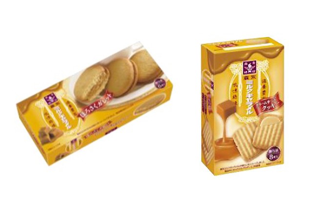 （写真左から）「ミルクキャラメル ほろさくガレット」、「ミルクキャラメル　クリームサンドクッキー」