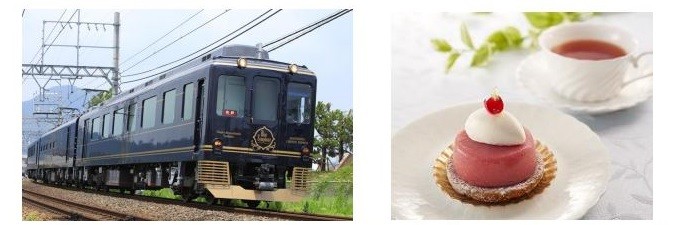 近鉄、観光特急「青の交響曲」で贅沢なひと時を　夏季オリジナルケーキ「パルファン」