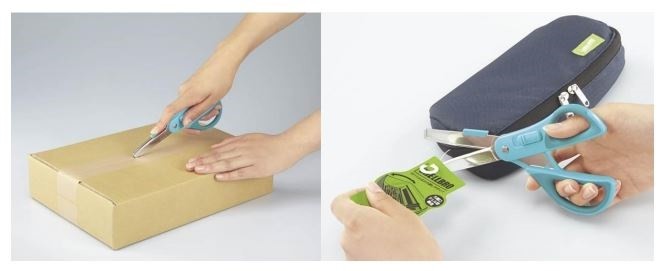 カッターのように使えるハサミ「ハコアケ」　ダンボールの開梱に便利