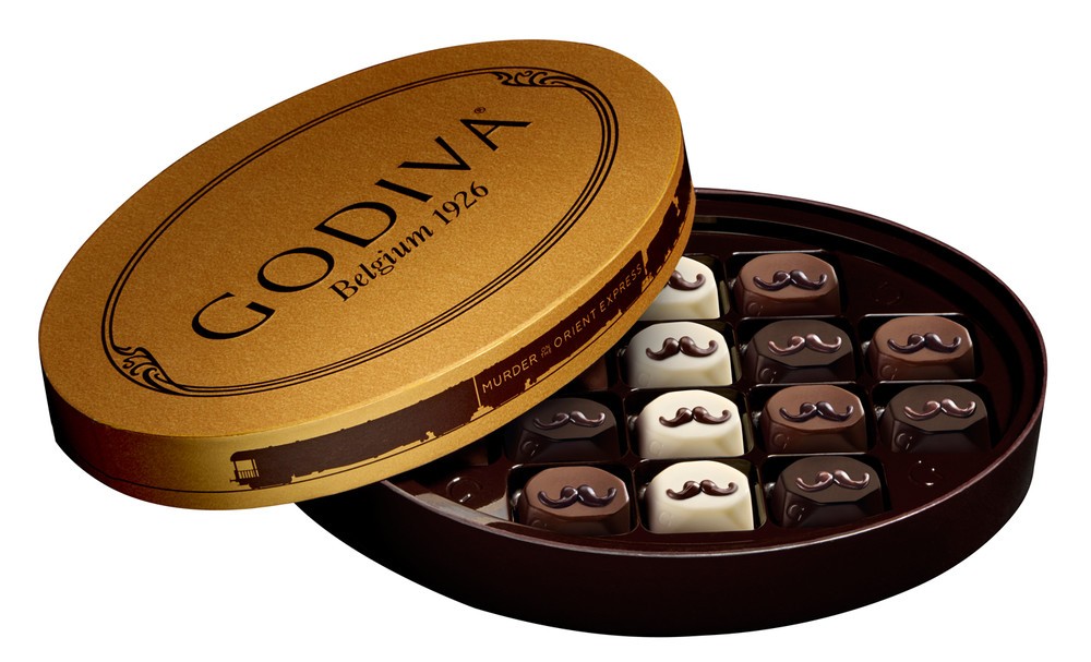ゴディバと「オリエント急行殺人事件」がコラボ　ポアロの口ひげがユニーク