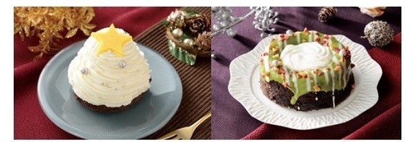 ローソンからひとりサイズのXmasケーキ　白いツリー＆緑のリース