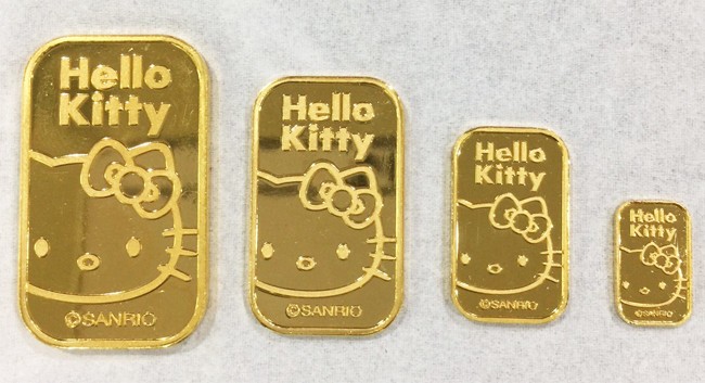 ハローキティをモチーフとした24K純金のゴールドバー