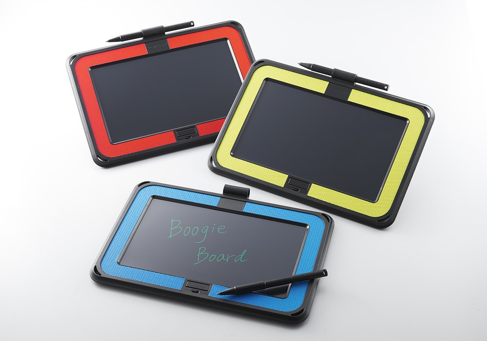 鮮やか色のグリップとラバーケースで握りやすい　ペーパーレスの電子メモパッド