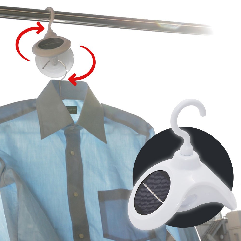 ソーラーパワーで毎分6回転　洗濯物を全方位に日光を当てて干せるハンガー