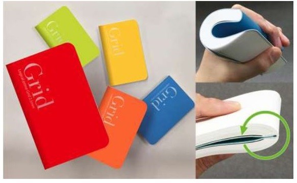 しなやかで360度折り返せる方眼罫ノート