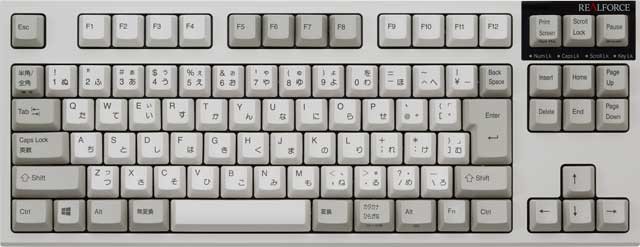 テンキーのない省スペース設計　長寿命スイッチ採用のキーボード